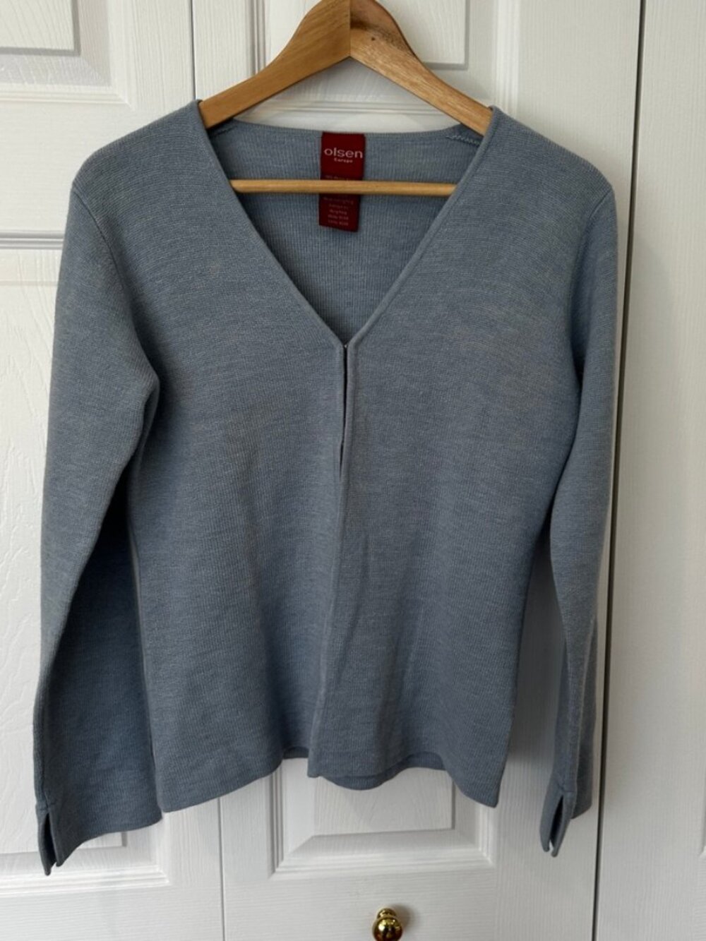 Women's Olsen Europe Merino Wool/Acrylic Cardigan pale blue